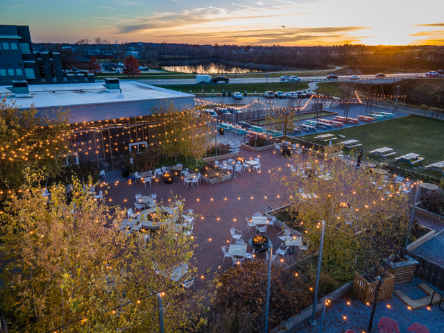 outdoor patio at brewery