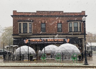 outdoor patio at trubble brewery