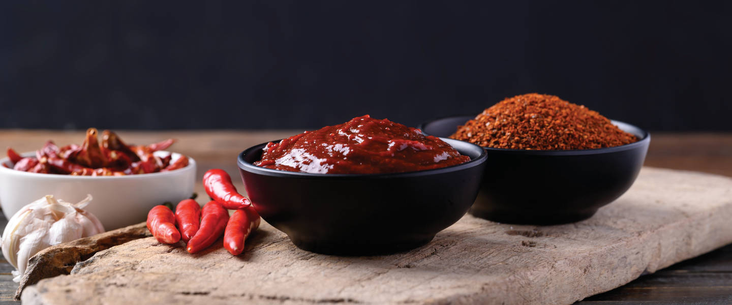 gochujang and ingredients in bowls