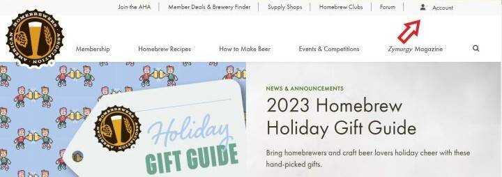 screenshot of My Account on HomebrewersAssociation.org